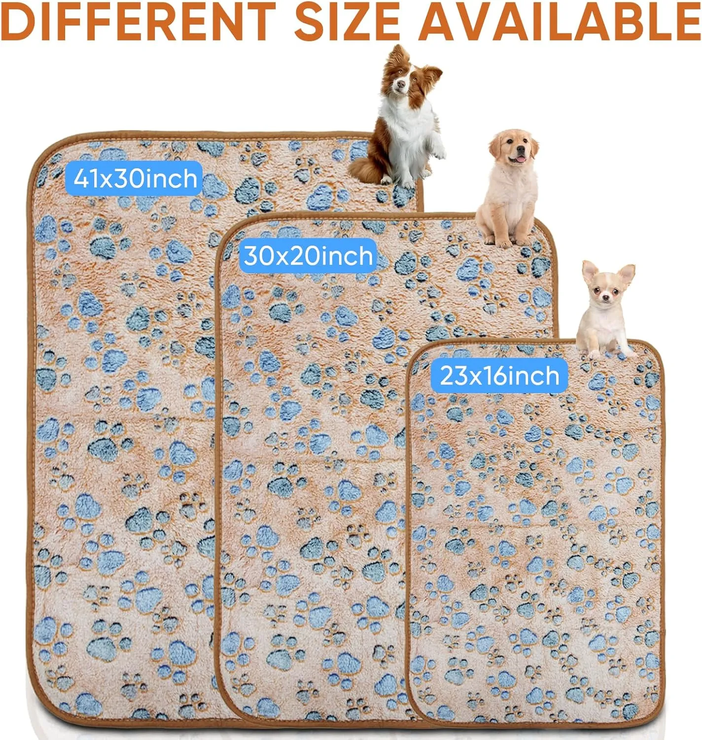 1 Pack 3 Waterproof Dog Blanket for Small Dogs, Washable Pet Blankets with Double -Sided Soft Warm Flannel Fleece Cover, Puppy Pads for Dog Bed & Couch, S (23X16 inch)