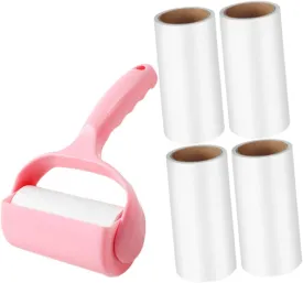 1 Set Portable Sticky Lint Roller for Pet Hair Removal Includes Handle Dust Cover Multi Function Reusable Clothes Cleaner for Home Travel