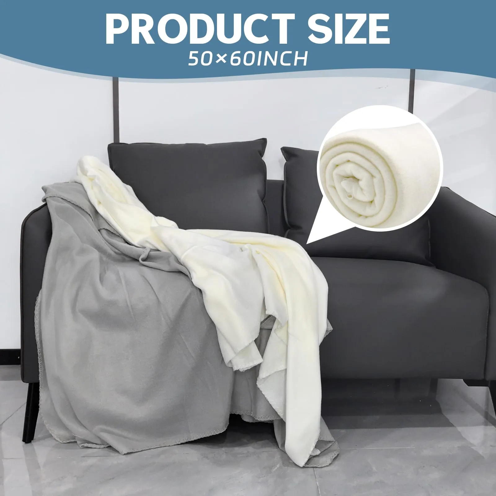 12PCS Fleece Throw Blankets Bulk 60 x 50 in Soft Blankets Fabric Warm Lightweight Wool Blanket Cozy Coverlet for Beds Sofas Home for All Seasons (Beige   Light Gray)