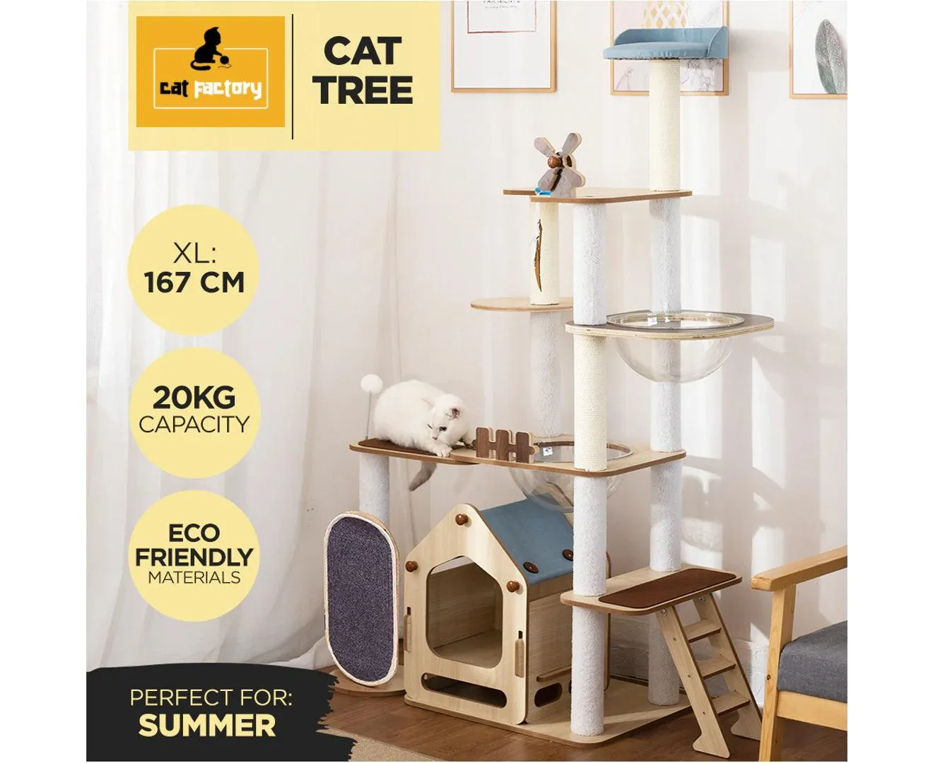 1.67cm Cat Tree Mega Cat Tower and Scratching Post - Windmill style