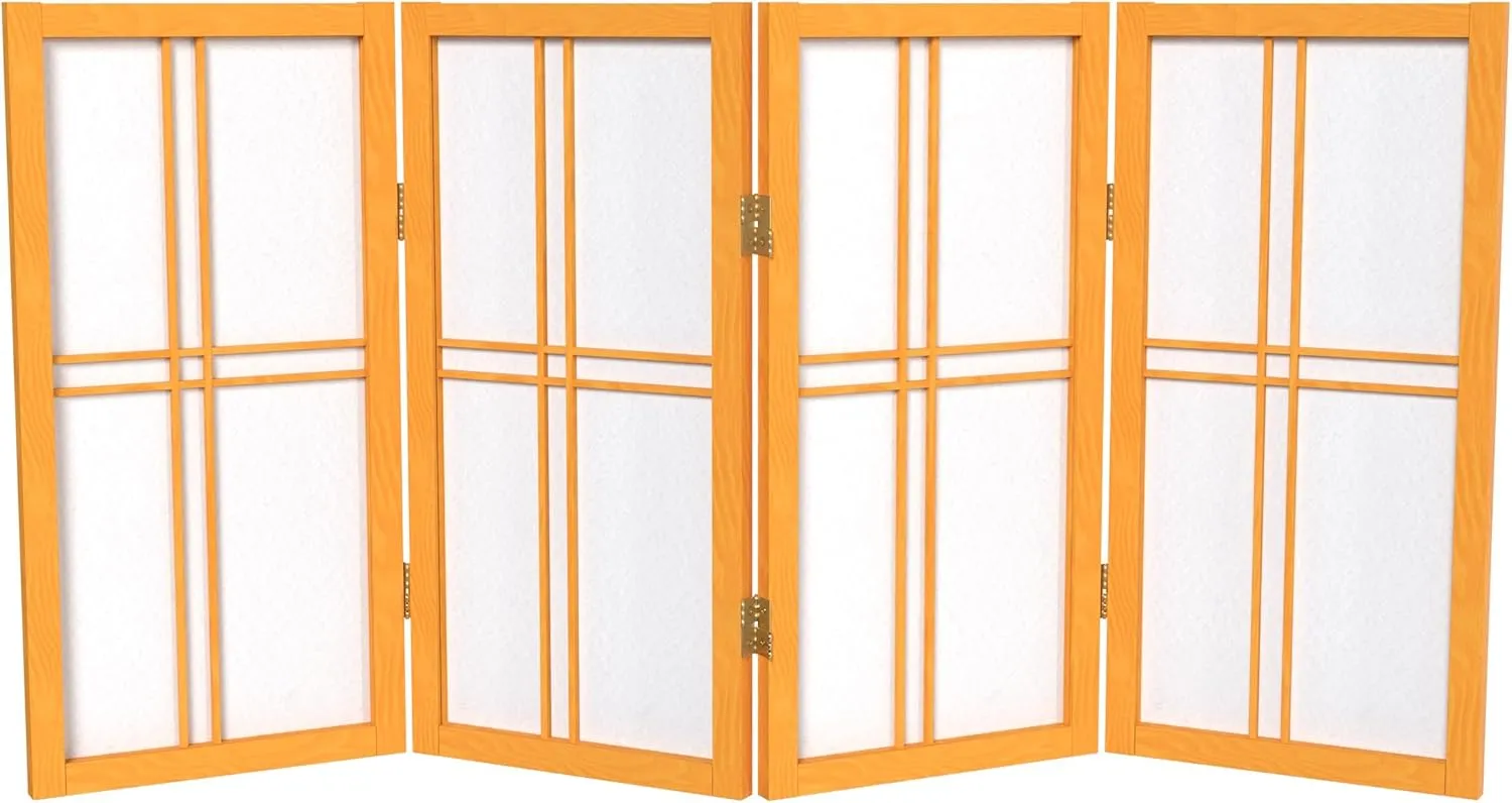 2 ft. Short Desktop Double Cross Shoji Screen - Honey - 4 Panels