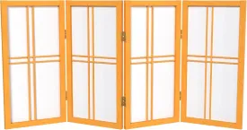 2 ft. Short Desktop Double Cross Shoji Screen - Honey - 4 Panels