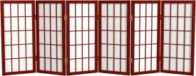 2 ft. Short Desktop Window Pane Shoji Screen - Rosewood - 6 Panels