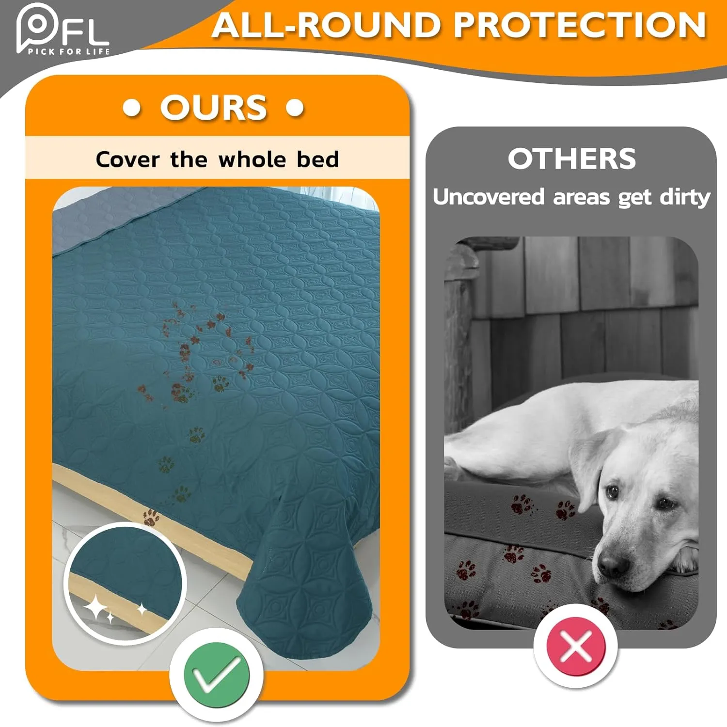 2 Packs Waterproof Dog Blankets Washable for Large Dog, Pet Couch Covers Protect Bed Sofa Furniture, Soft Reversible Dog Blankets Anti Scratches Dirty for Puppy Kids (38"75", Teal/Grey Blue)