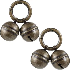 2 PCS Dog Collar Bells, Bells for Dog Collars for Dogs and Cats, Brass Collar Charms Designed for Pet Tracking with Key Rings Vintage Bronze