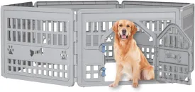 24" Height 6 Panel Dog Playpen with Door,Thickened Material,Resin Dog Play Pen for Small and Medium Dogs,Portable for Easy Transportation and Storage,67.24 * 67.24 * 23.7