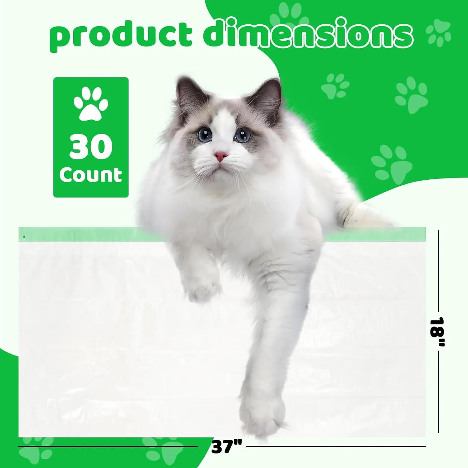 30 Litter Box Liners Jumbo 3MIL Thicken Cat Litter Bags Tear Resistant Litter Liners Heavy Duty Cat Pan Liners Extra Large Kitty Litter Box Bag Disposable Cat Supplies for Easy Cleanup 37" x 18"