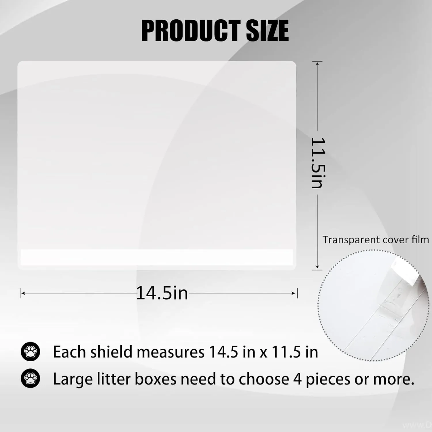 3PCS Cat Litter Box Pee Shields,Transparent Easy Clean Splash Guard for Open Top Litter Pan 14.511.5in- Litter Box Not Included(3PC)