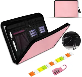 Accordion File Organizer,13 Pockets Fireproof Expanding File Folder with Multi Pockets-Folders with Zipper&Colorful Tabs,Portable Important Document Organizer,Letter A4 Files | Receipt(Pink)