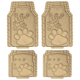 Adorable Paw Print Rubber Floor Mats - Full Set Beige