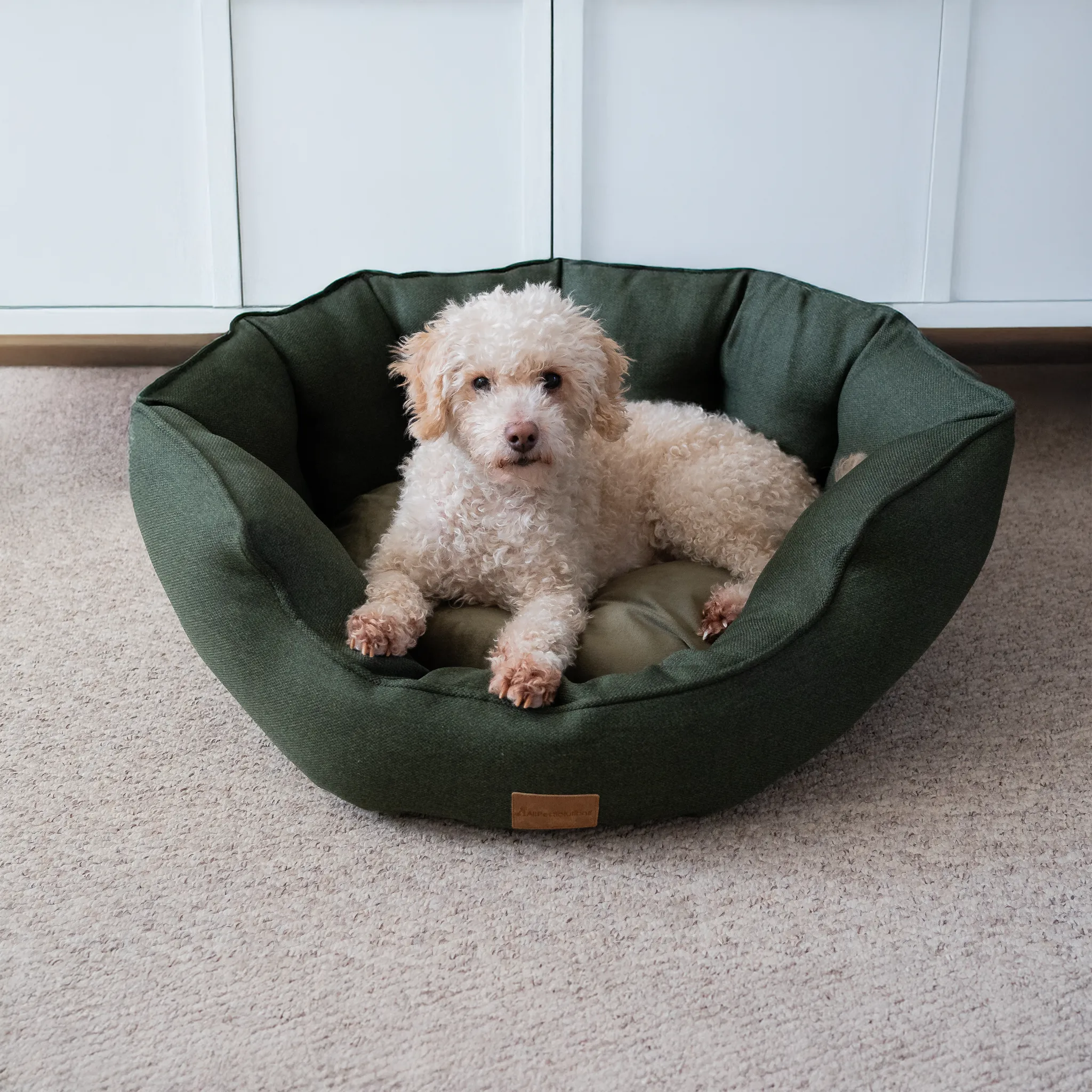 AllPetSolutions Alfie Premium Luxury Dog Bed - Forest Green - S/M/XL