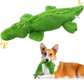 Alphatool Crocodile Squeaky Dog Toys - Soft Plush Chew Crinkle Puppy Toys to Keep Them Busy, No Stuffing Interactive Essentials for Teething Small Medium Pets Dogs Gifts