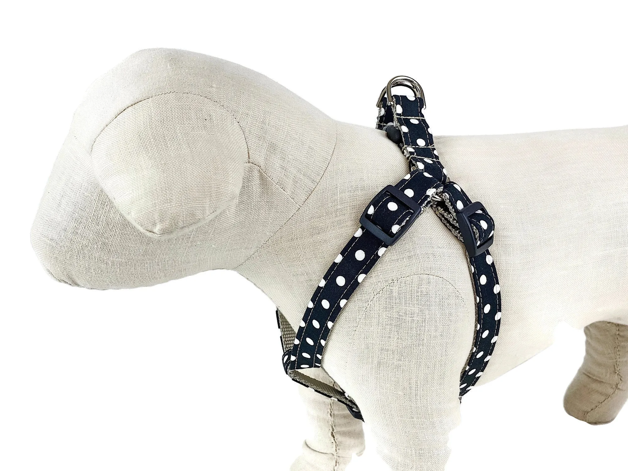 Black/White Polka Dot Dog Harness - 501