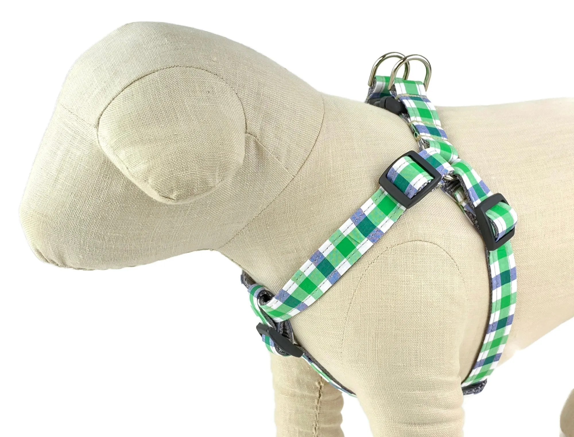 Blue/White/Green Plaid Dog Harness - 759