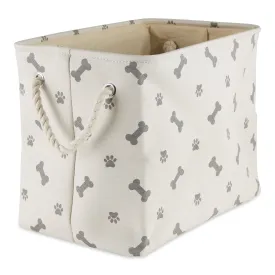 Bone Dry Collapsible Pet Storage Bin, Paw/Bone Print, Gray, Small - 14x8x9"