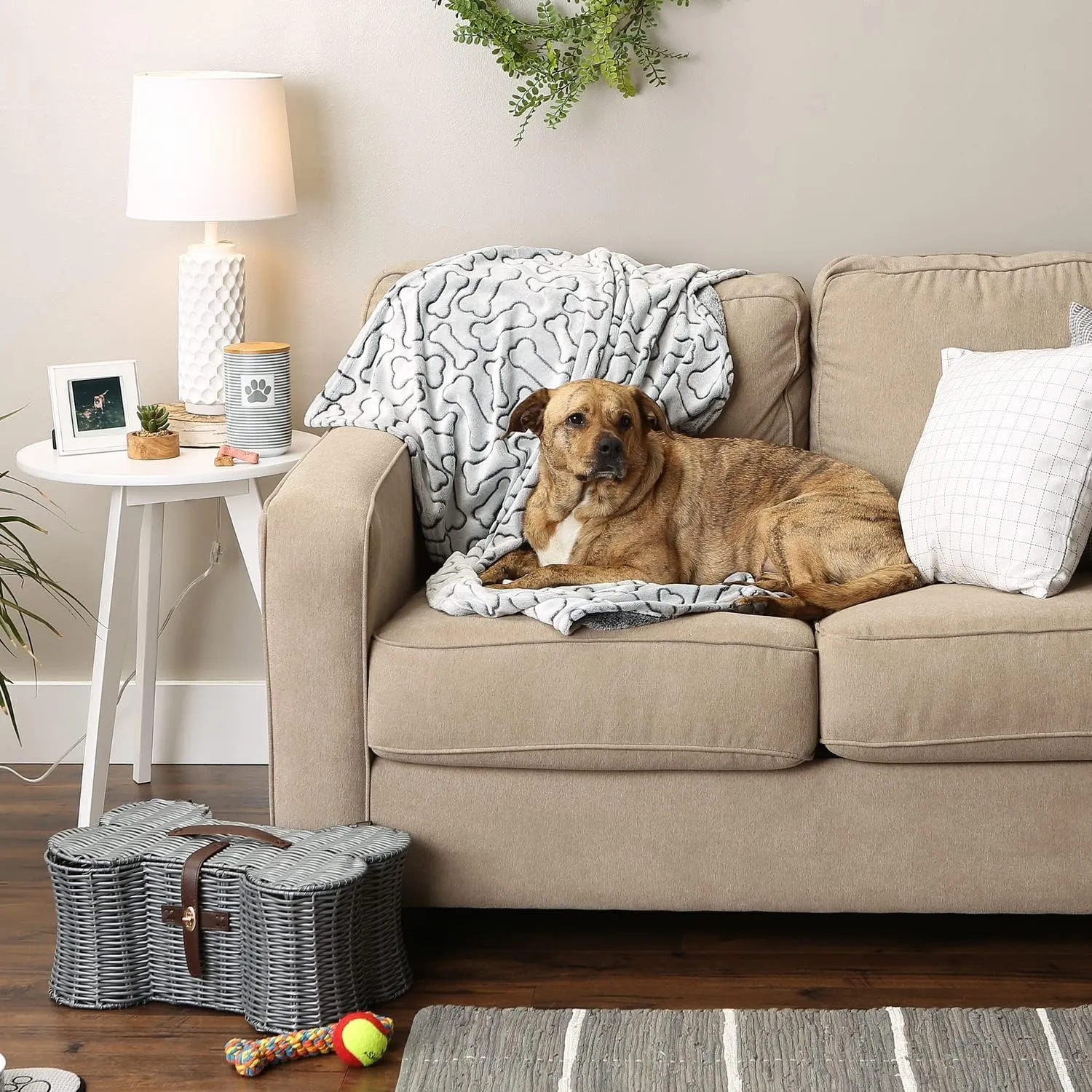 Bone Dry Embossed Bone Collection, Pet Blanket, 36x48, Black