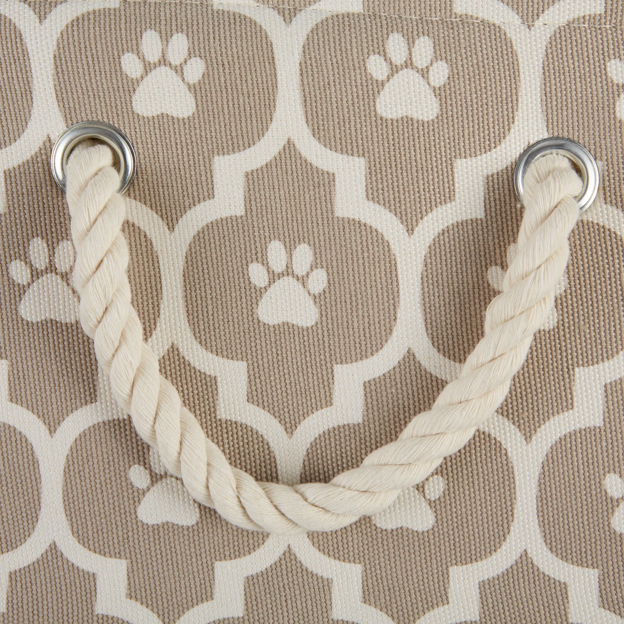 Bone Dry Pet Storage Bin, Lattice Paw Print, Stone, Medium  - 16x10x12"