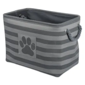Bone Dry Pet Storage Bin, Striped Paw Patch, Gray, Small - 14x8x9"