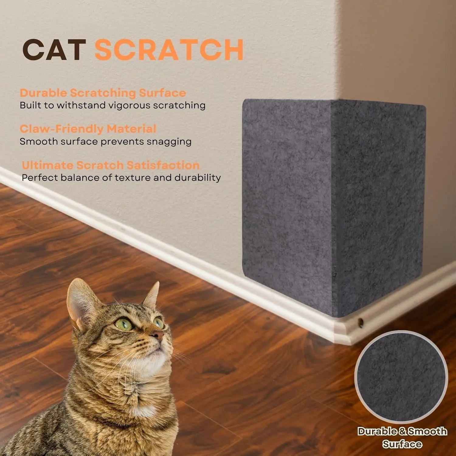 Cat Scratcher Board (2-Pack,15.7''*23.6'') - Foldable and Customizable Horizontal Furniture Protector from Cats Scratching, Sturdy Guard Pads with Self-Adhesive Backing (Dark Grey)