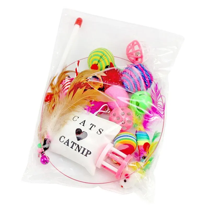 Cat Toy Set Including Teaser Wand Sisal Ball Mouse Cat Playing Toys Pet Chewing Toys Cat Toys 16Pcs