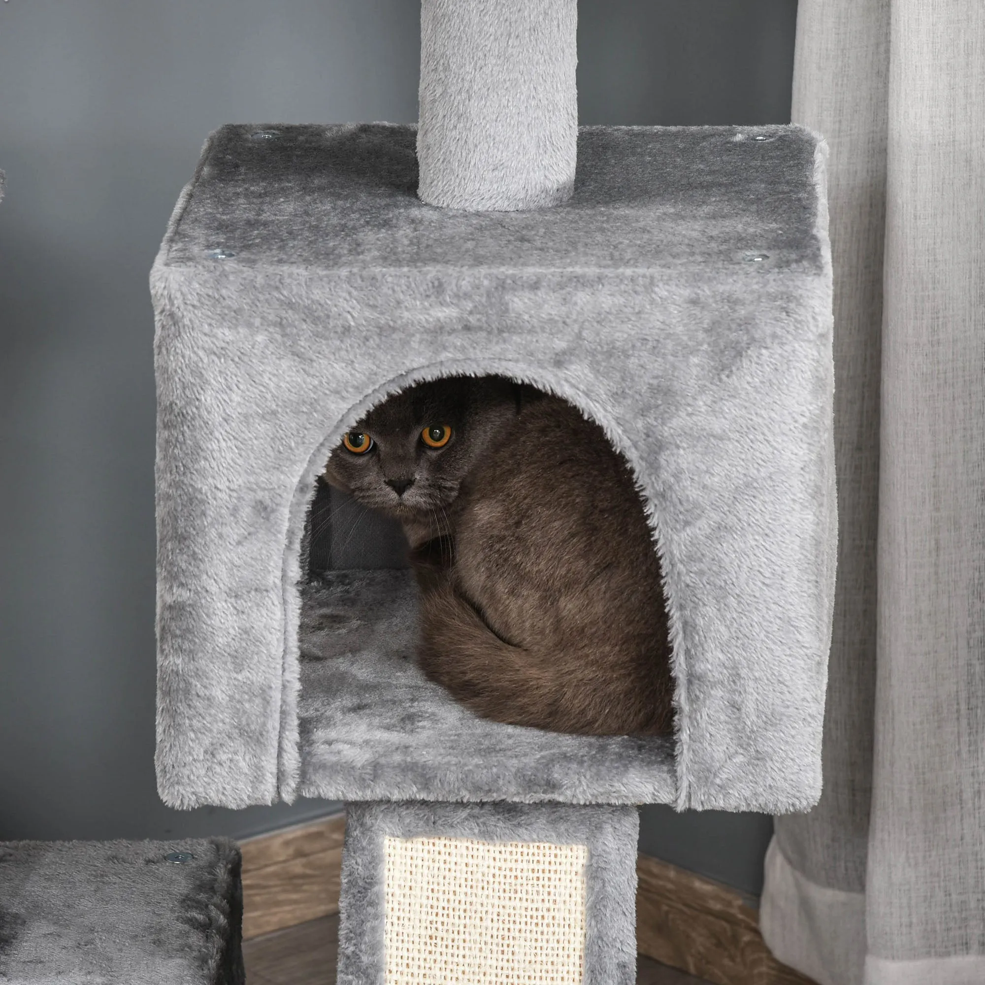 Cat Tree Tower w/ Sisal Scratching Posts Pad Hanging Ball Perch Condo Hammock