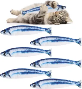 Catnip Saury Fish Toys,6pcs Cat Teething Chew Plush Toys for Pet Cat Lovers Relieve Stress Gifts Teething Chew Indoor Outdoor