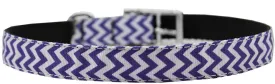Chevrons Nylon Dog Collar with classic buckle 3-4" Purple Size 12