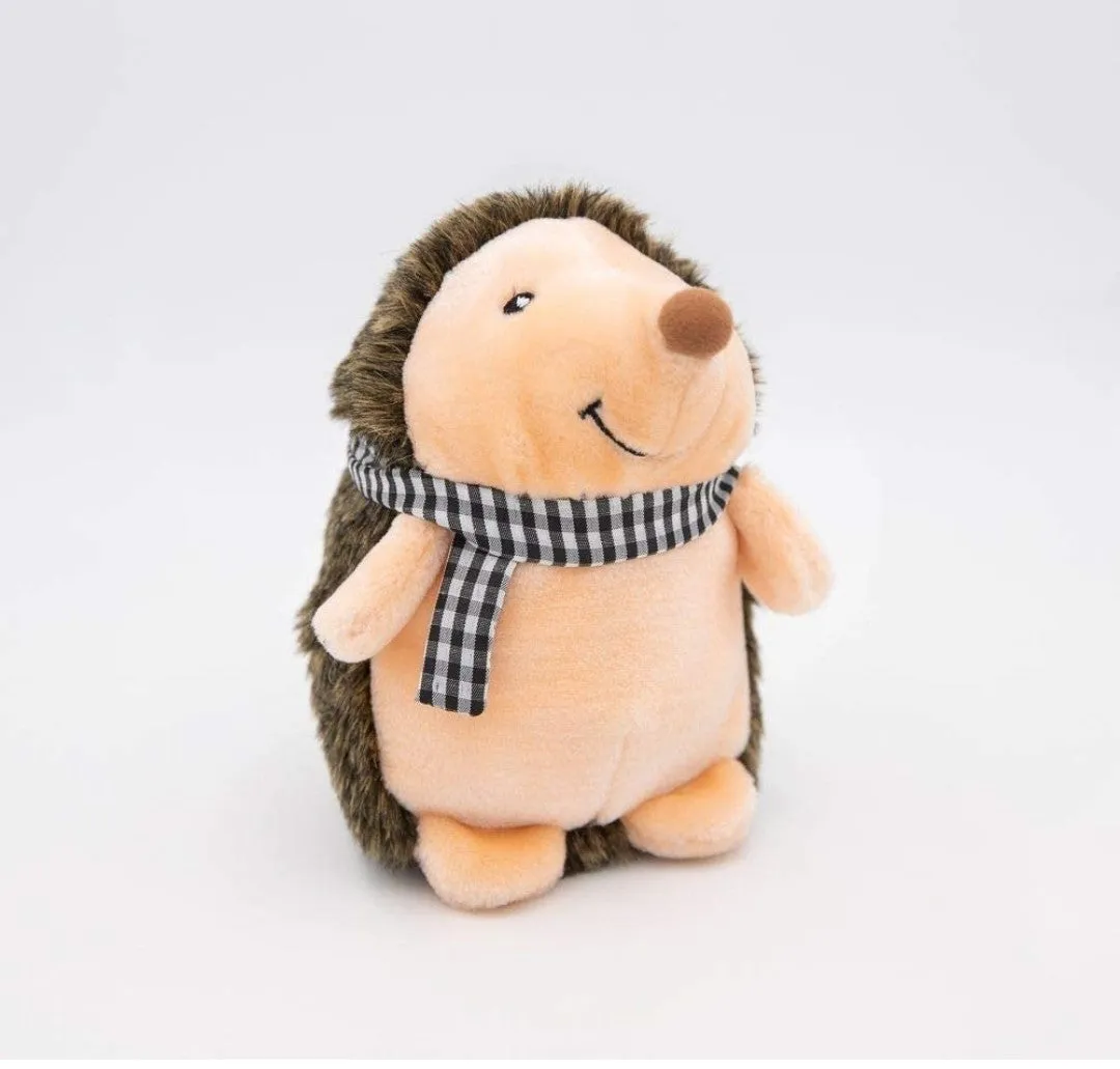 Christmas Holiday Hedgehog Plush Dog Toy with Winter Scarf