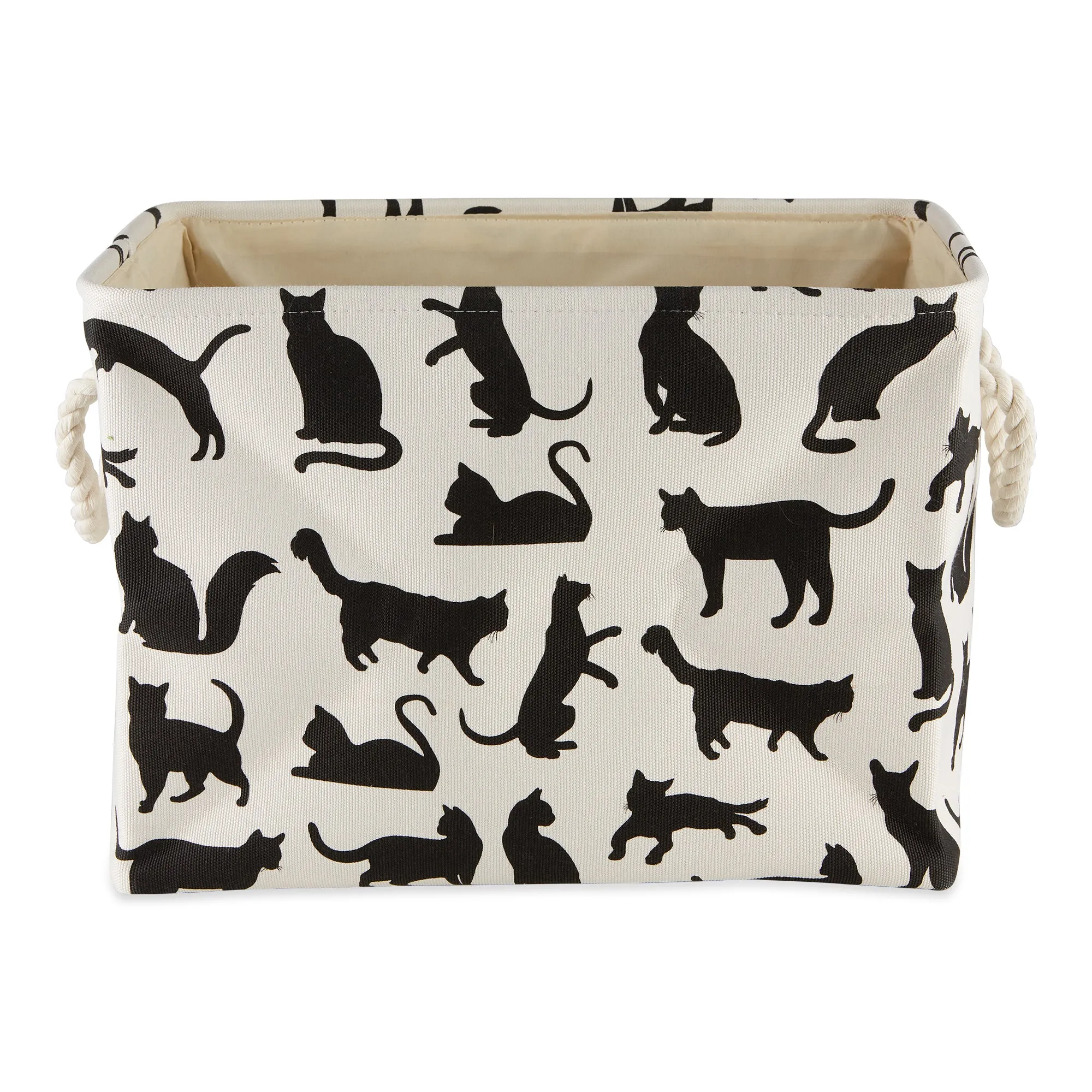 Collapsible Pet Storage Bin, Cat's Meow Print, Black/White, Medium -16x10x12"