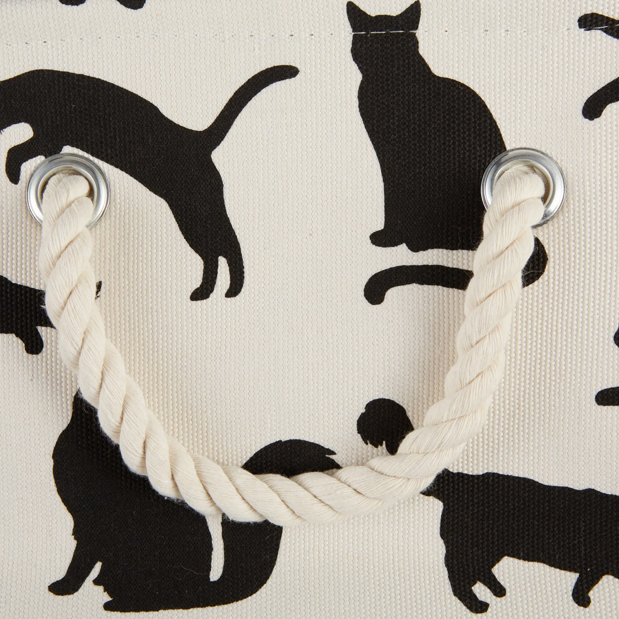 Collapsible Pet Storage Bin, Cat's Meow Print, Black/White, Medium -16x10x12"