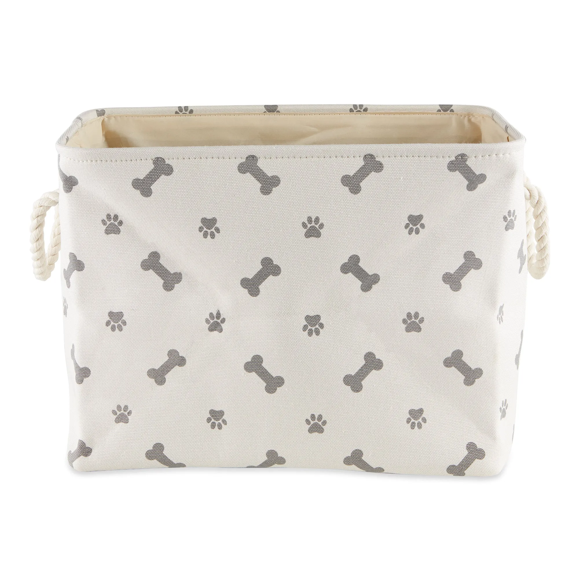 Collapsible Pet Storage Bin, Paw/Bone Print, Gray, Large - 17.5x12x15"