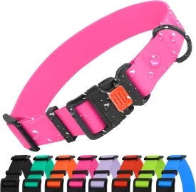 CollarDirect Waterproof Dog Collar - Silicone, Plastic Collar, Odor-Resistant, Easy to Clean, for Large, Medium, Small Dogs - Adjustable Collar with Breakaway Buckle (Neck Fit 14"-18", Pink)