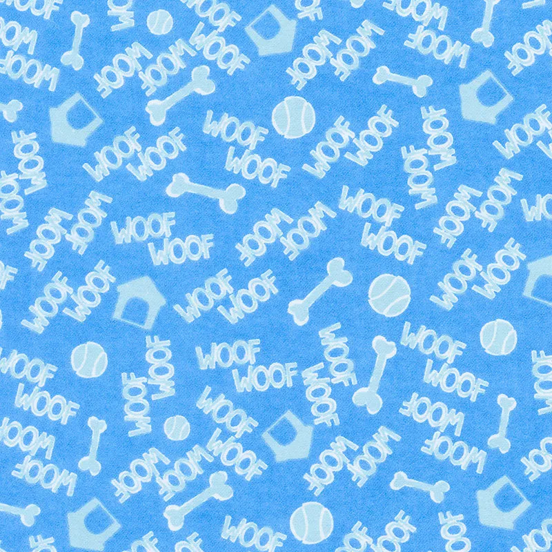 Comfy Flannel® - Dog Motifs Blue Yardage