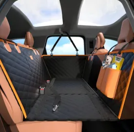 Dog Car Seat Cover for Back Seat Extender, Hard Bottom Pet Car Seat Protector, Non-Slip Durable Dog Hammock in Car SUV