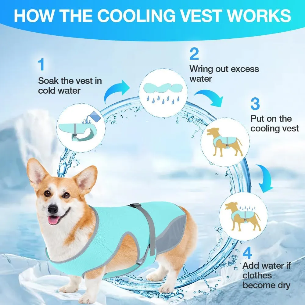 Dog Cooling Vest for Summer, Lightweight Cooling Shirt for Small Dogs (11-22lbs), Ideal for Chihuahuas, Bichons and Yorkies and Other Small Breeds, UV Protection Breathable Mesh (Blue, Small)