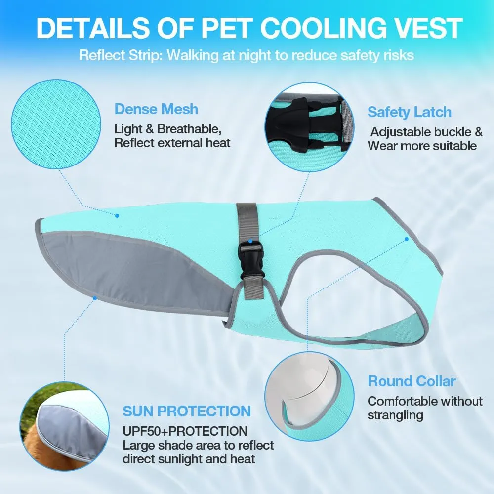 Dog Cooling Vest for Summer, Lightweight Cooling Shirt for Small Dogs (11-22lbs), Ideal for Chihuahuas, Bichons and Yorkies and Other Small Breeds, UV Protection Breathable Mesh (Blue, Small)