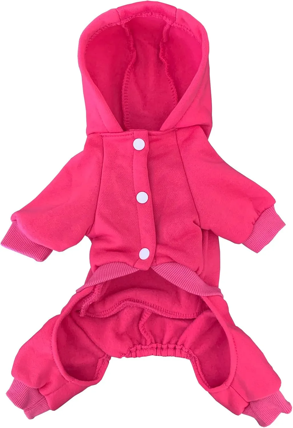 Dog Hoodie Clothes with Pocket 4 Legs Jumpsuit Fleece Sweater Winter Sweat Shirt Warm Cotton Hoodies for Small Dog Medium Large Cat Magenta S