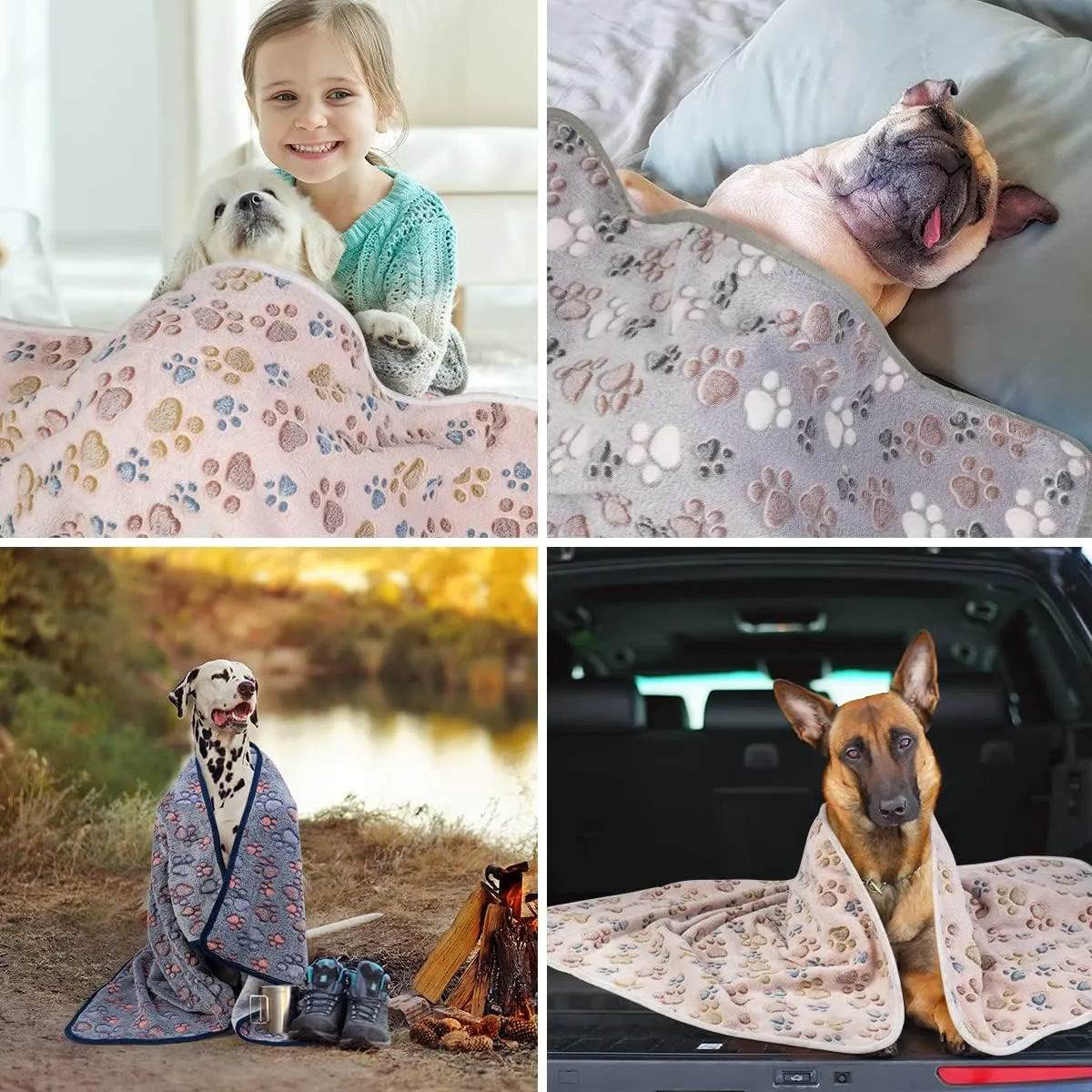 Dono 1 Pack 3 Dog Blankets for Small Dogs, Soft Fluffy Paw Print Pattern Fleece Pet Blanket Warm Sleep Mat, Puppy Kitten Blanket Doggy Mat for Dog Cat Kitten Doggy (30 * 20")