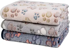 Dono 1 Pack 3 Dog Blankets for Small Dogs, Soft Fluffy Paw Print Pattern Fleece Pet Blanket Warm Sleep Mat, Puppy Kitten Blanket Doggy Mat for Dog Cat Kitten Doggy (30 * 20")