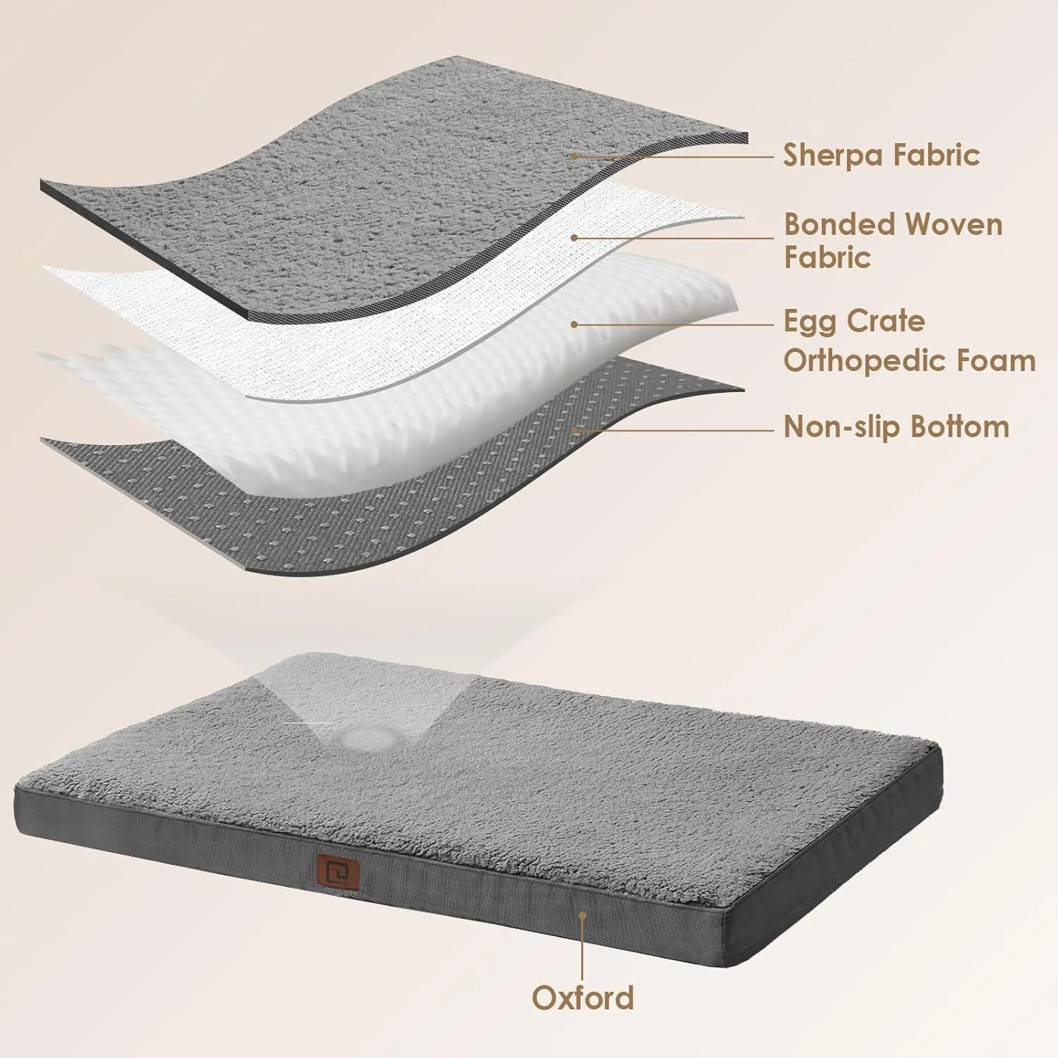 EHEYCIGA Orthopedic XL Dog Beds for Extra Large Dogs with Removable Washable Cover for Crate, Grey, 41x27