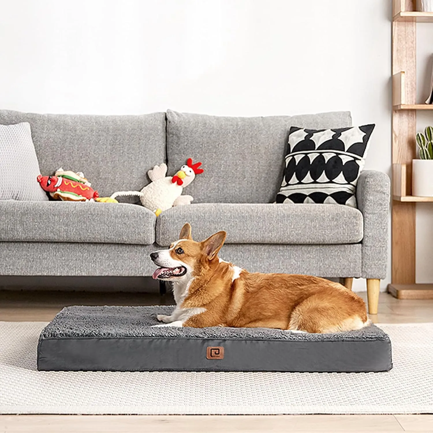 EHEYCIGA Orthopedic XL Dog Beds for Extra Large Dogs with Removable Washable Cover for Crate, Grey, 41x27