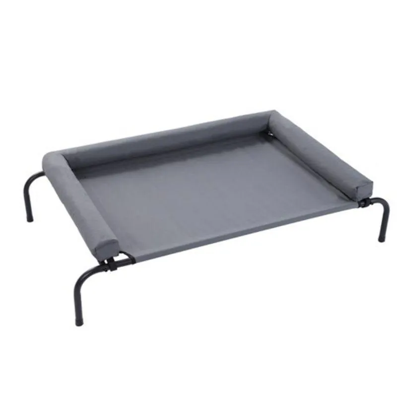 Elevated Grey Pet Bolster Bed - 122cm x 72cm x 29cm