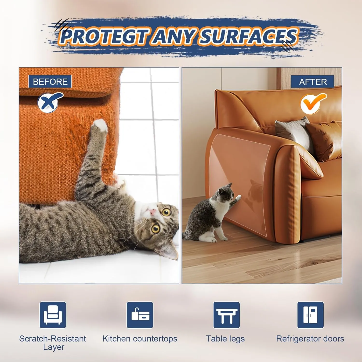 Eunice Cat Scratch Furniture Protectort, 17 x 11.8 in 20 Pack Couch Protector from Cat Claws,Self-Adhesive Tape for Furniture - Easy to Remove Anti Scratch Protector