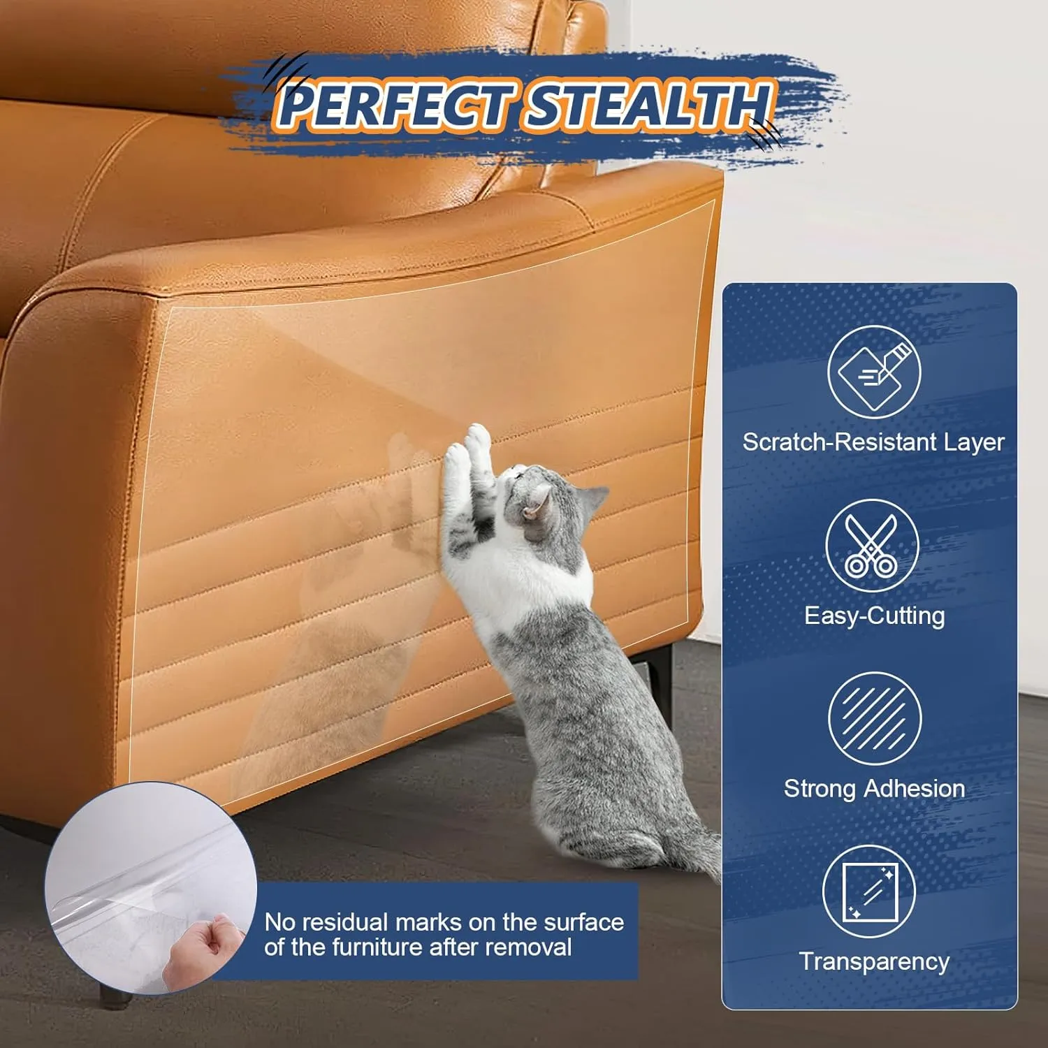 Eunice Cat Scratch Furniture Protectort, 17 x 11.8 in 20 Pack Couch Protector from Cat Claws,Self-Adhesive Tape for Furniture - Easy to Remove Anti Scratch Protector