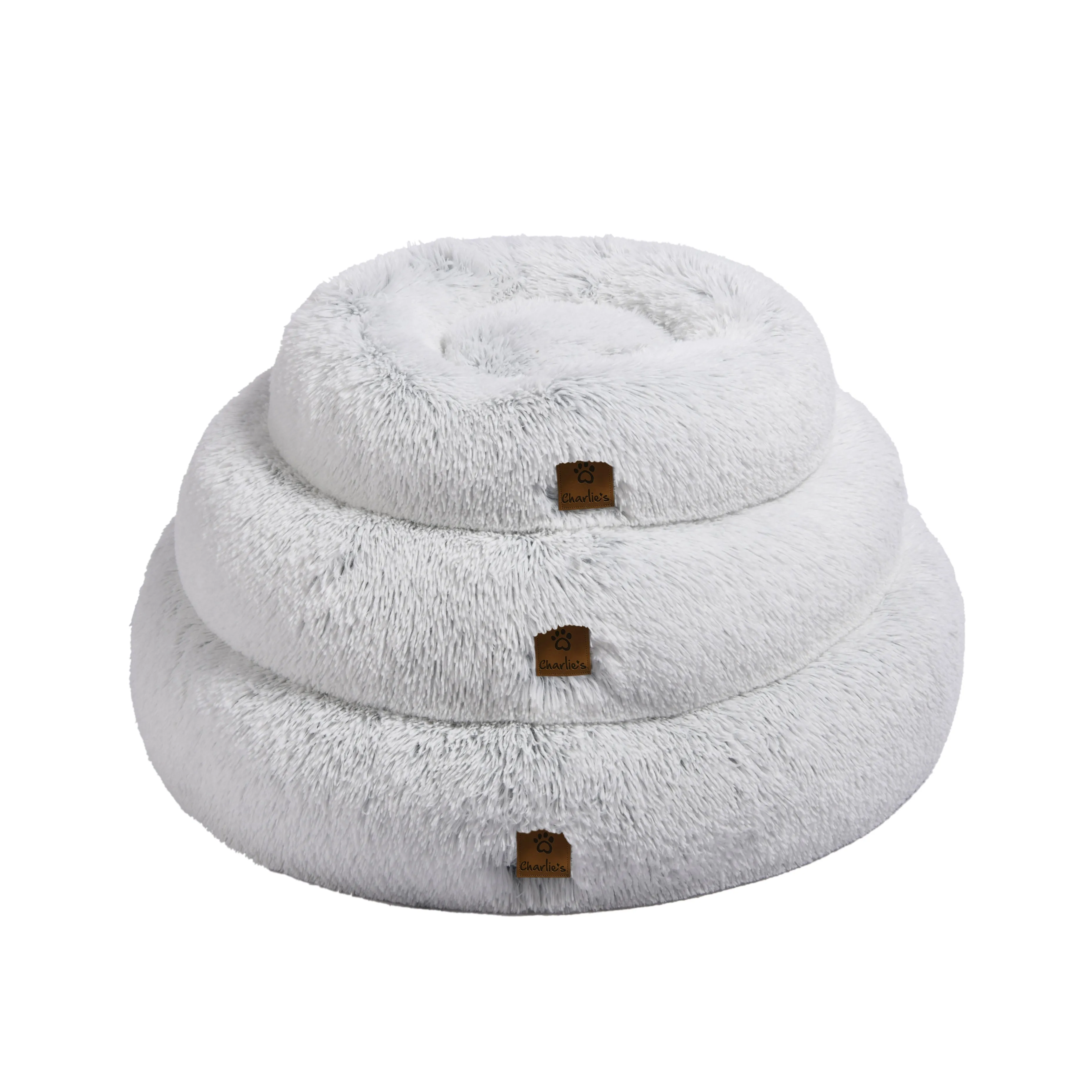 Faux Fur Fluffy Calming Pet Bed Nest Artic White Chinchilla