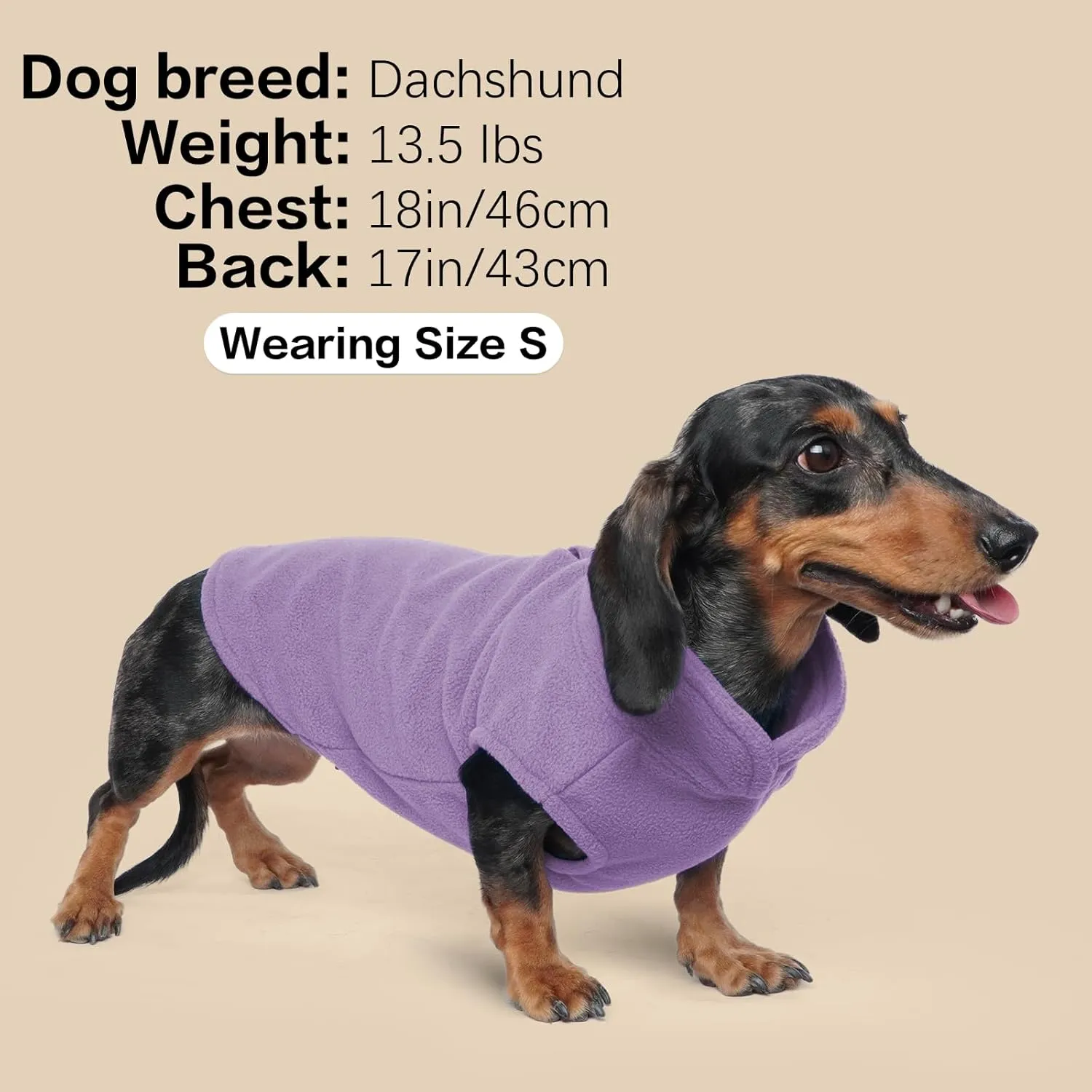 FUAMEY Dog Fleece Vest, Warm Sweatshirt Pullover Mama-Baby Dog Turtleneck Coat with Leash Hole, Dachshund Silver Medium Dog Jacket winter L