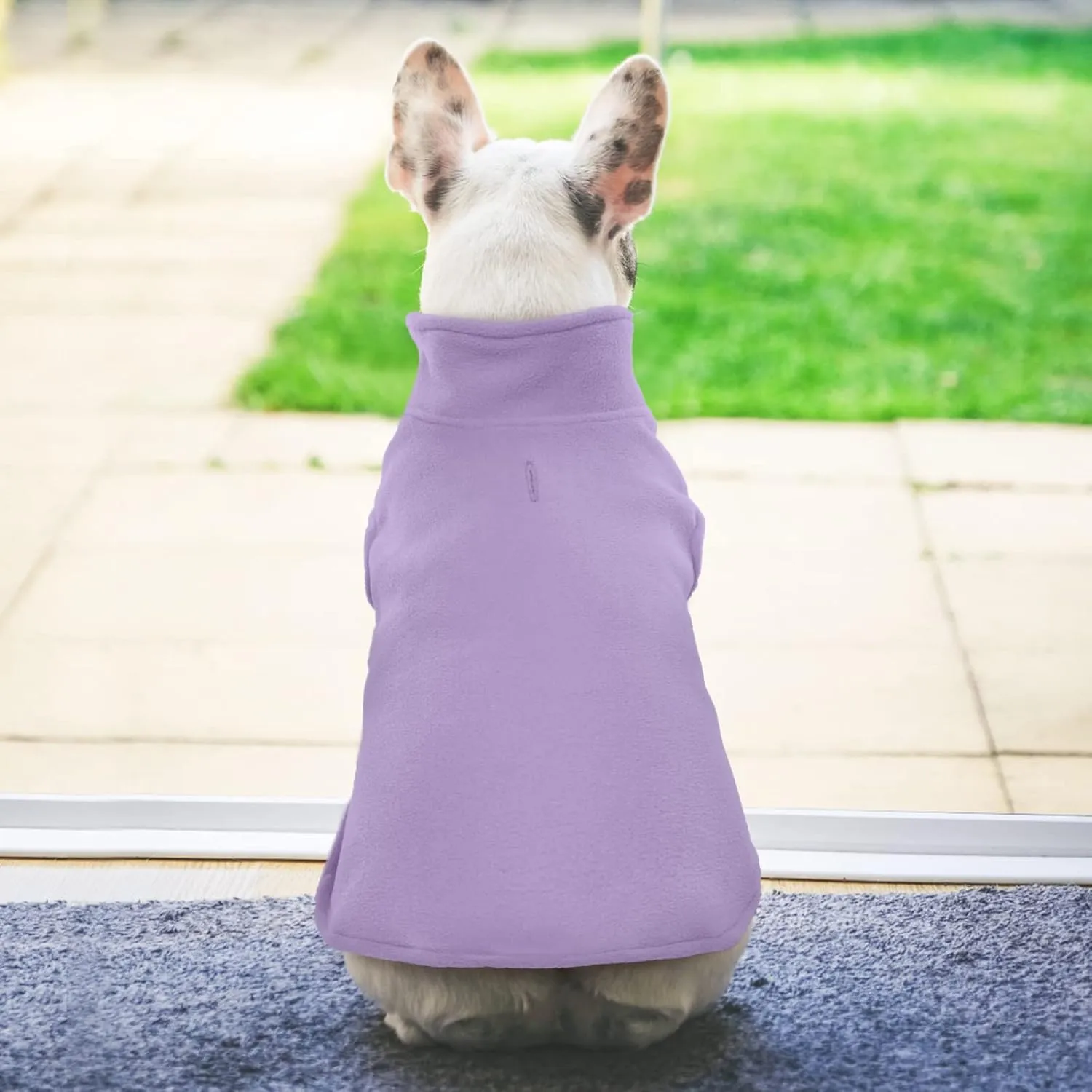 FUAMEY Dog Fleece Vest, Warm Sweatshirt Pullover Mama-Baby Dog Turtleneck Coat with Leash Hole, Dachshund Silver Medium Dog Jacket winter L