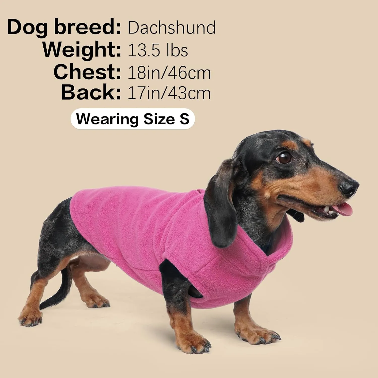 FUAMEY Dog Fleece Vest - Warm Sweatshirt Puppy Stretchy Sweater Pullover Dog Turtleneck Coat and Winter Jacket with Leash Hole - Dachshund & Yorkie Clothes for Small, Medium & Large Dogs - Pink L