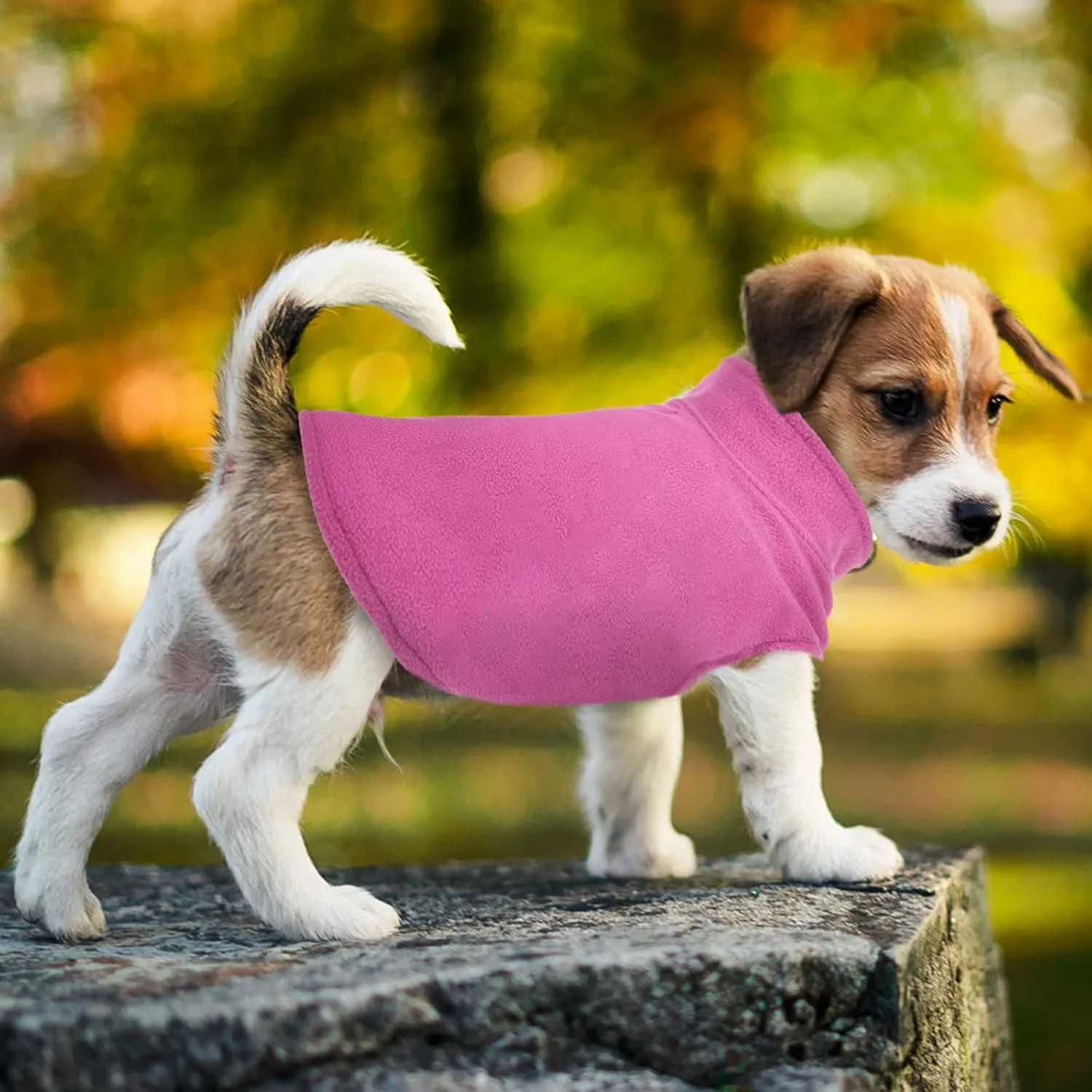 FUAMEY Dog Fleece Vest - Warm Sweatshirt Puppy Stretchy Sweater Pullover Dog Turtleneck Coat and Winter Jacket with Leash Hole - Dachshund & Yorkie Clothes for Small, Medium & Large Dogs - Pink L