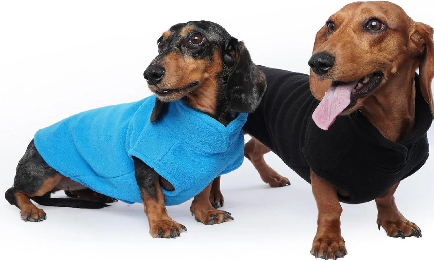 FUAMEY Dog Fleece Vest,Warm Sweatshirt Puppy Stretchy Sweater Pullover Dog Turtleneck Coat Dog Winter Jacket with Leash Hole, Dachshund Sweaters Yorkie Clothes for Small Medium Large Dogs Green L